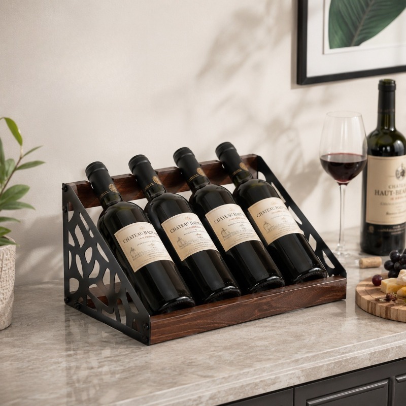 Home Bar Shelf - Porta Bottiglie di Vino in Legno