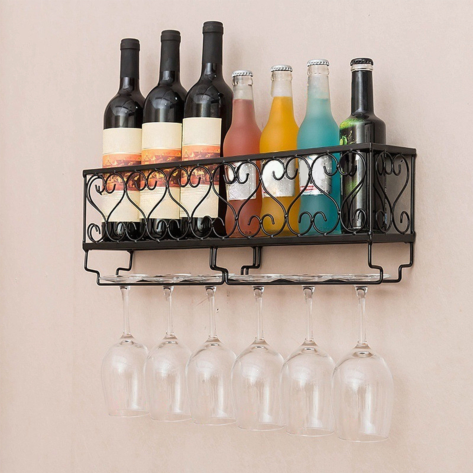 Home Bar Stand - Portabottiglie da Parete in Metallo di