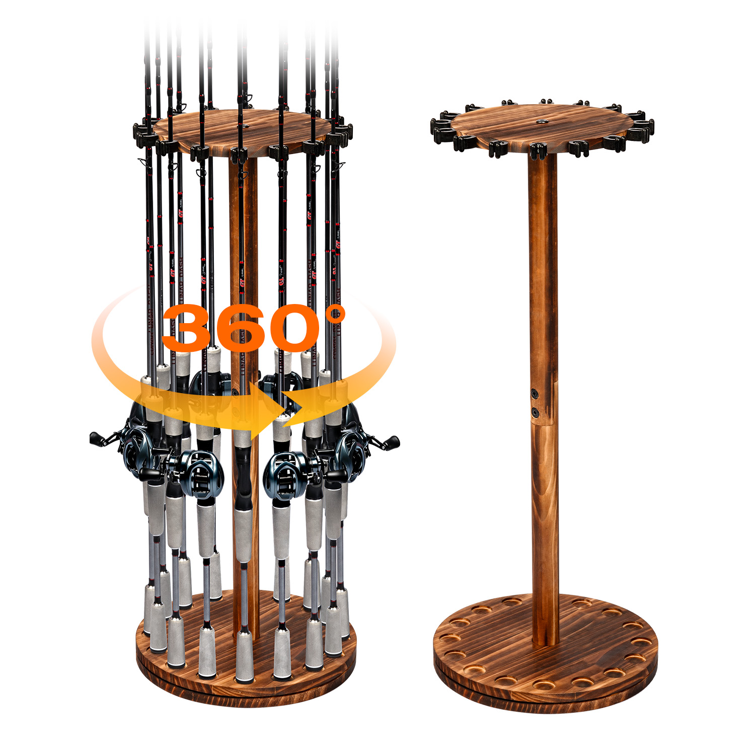 Home Bar Stand - Portacanne da Pesca Rotante in Legno