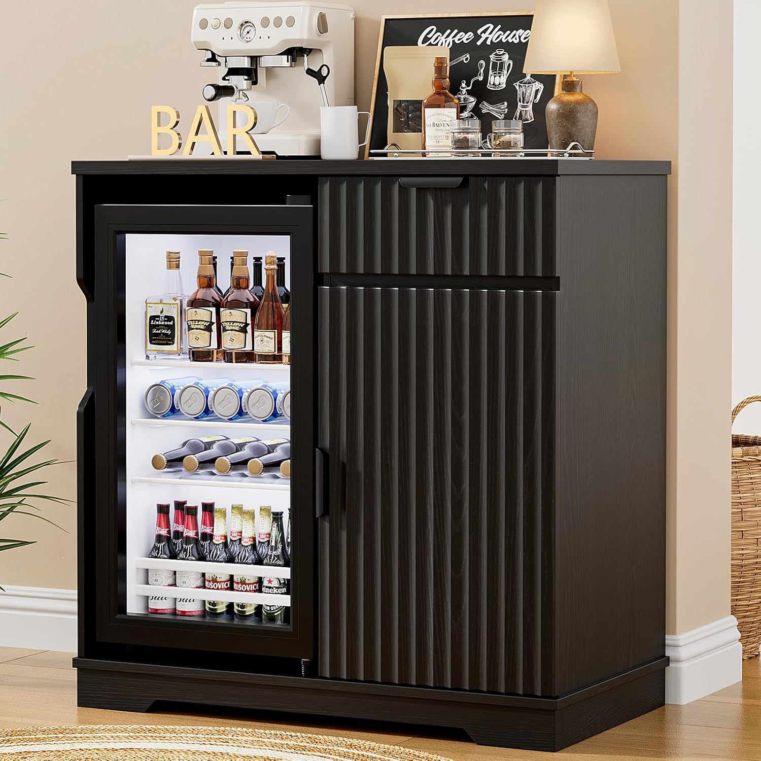 Home Bar And Cabinet - Mobile Bar per Caffè Scanalato con