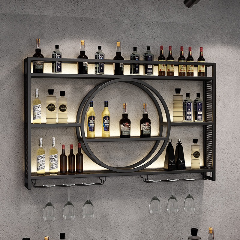 Home Bar Stand - Portabottiglie da parete, mobiletto portabottiglie da
