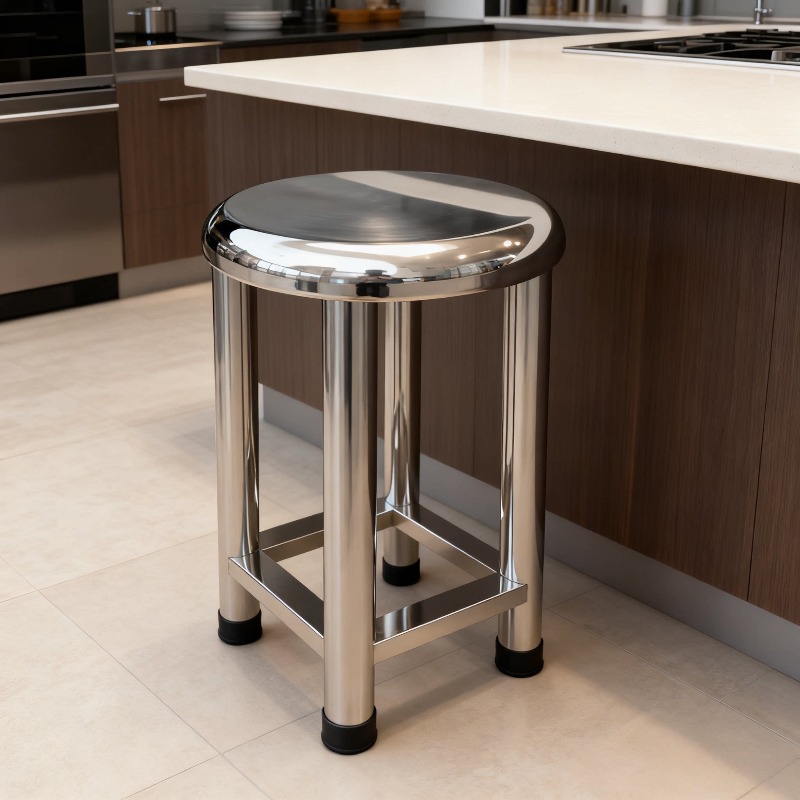 Home Bar Lounge - Sgabello Rotondo in Acciaio Inox 304,
