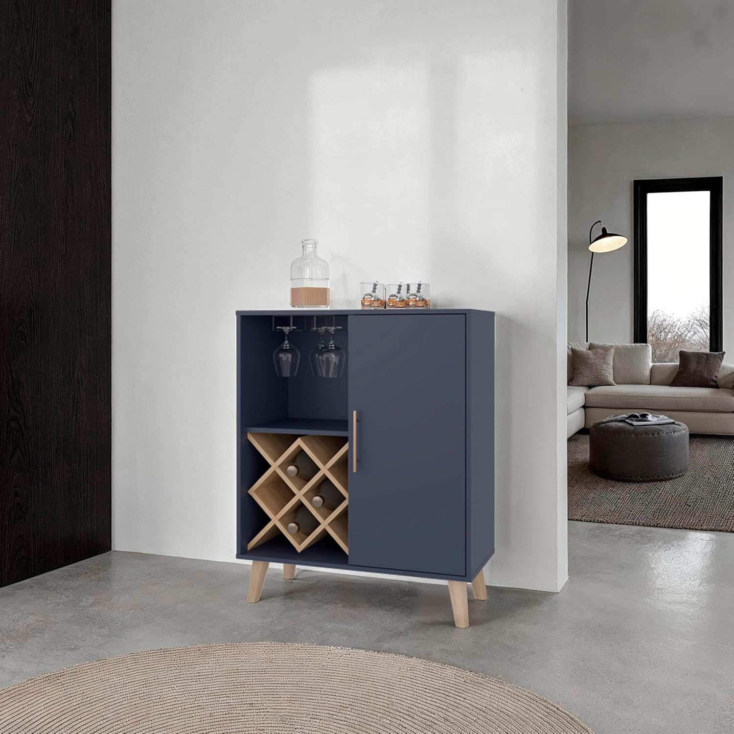 Home Bar Shelves - Mobile Bar in Legno di Quercia