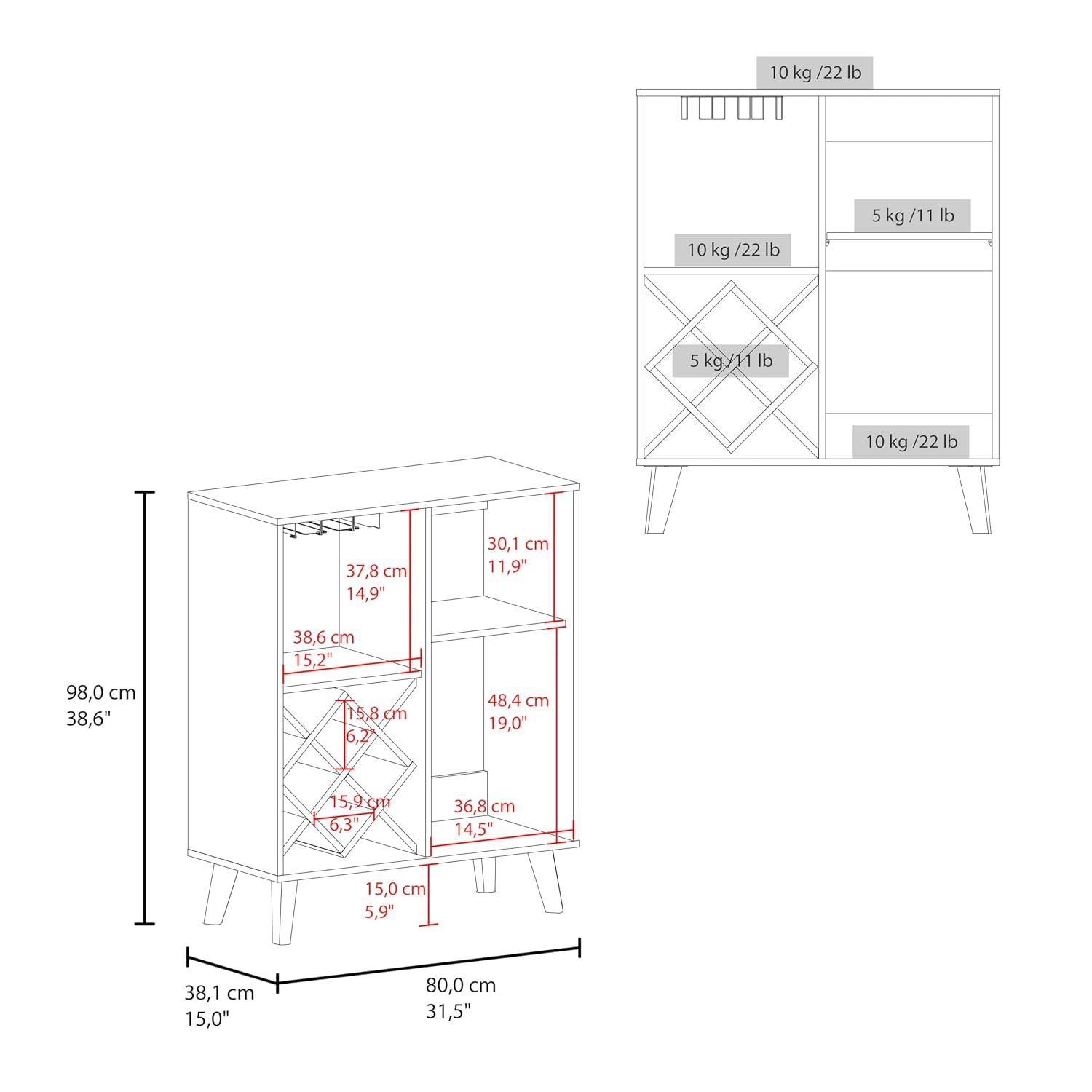 Mobile Bar in Legno di Quercia - Home Bar Shelves recensione e prezzo